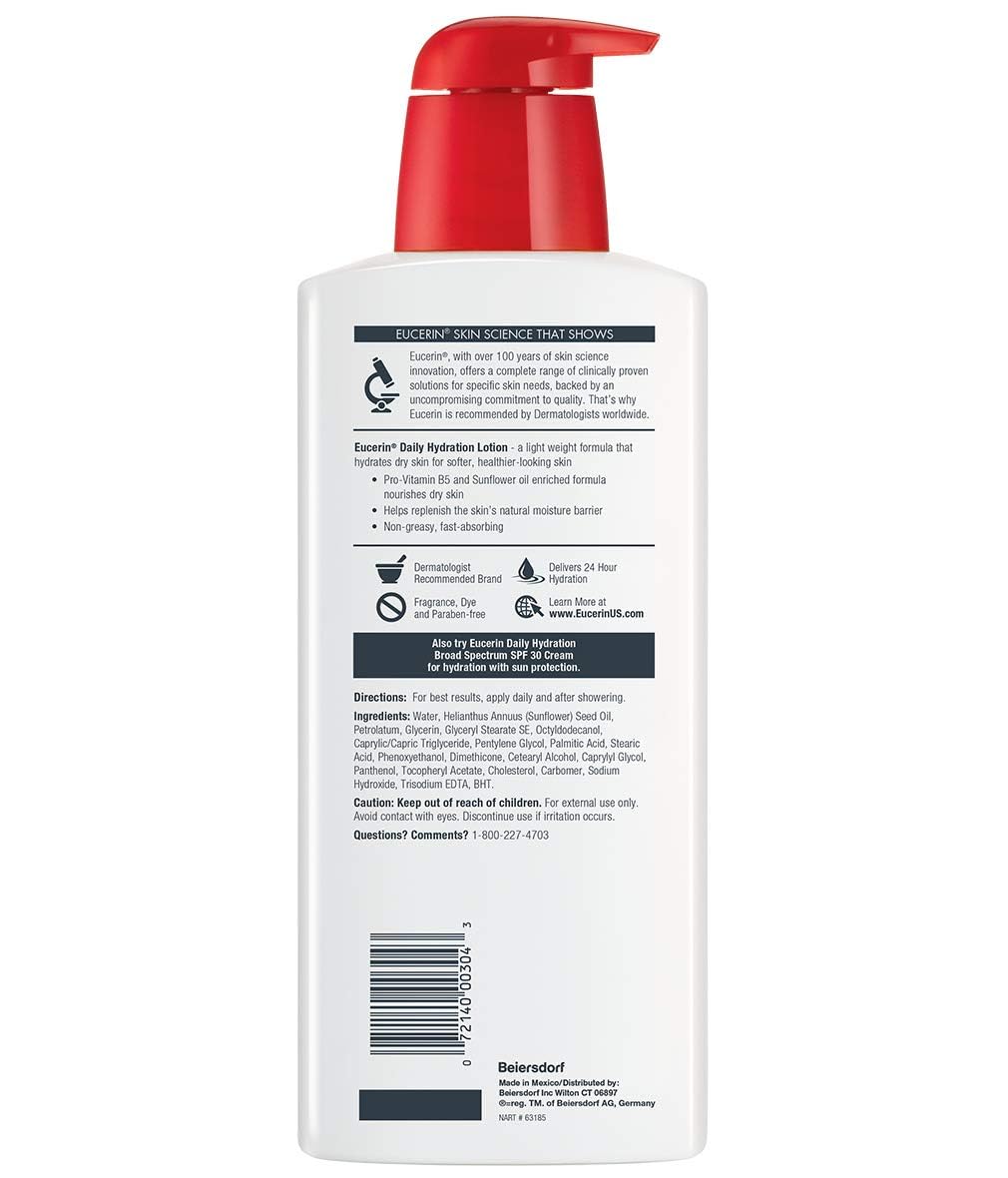 Eucerin Daily Hydration Lotion, Fragrance Free, 16.9 fl oz