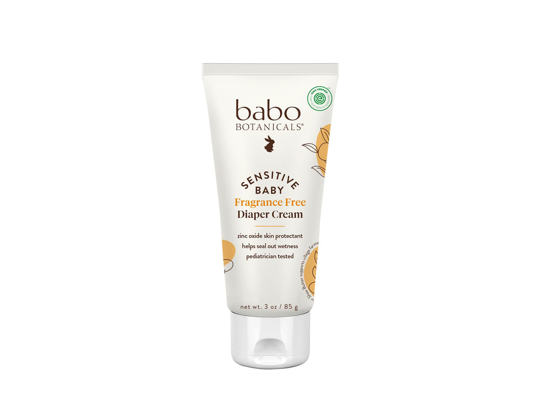 Babo Botanicals Sensitive Baby Zinc Diaper Cream, Fragrance Free, 3 oz