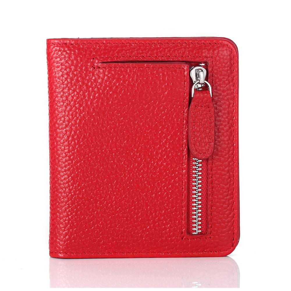 FT FUNTOR Small Compact Bifold Wallet, Red