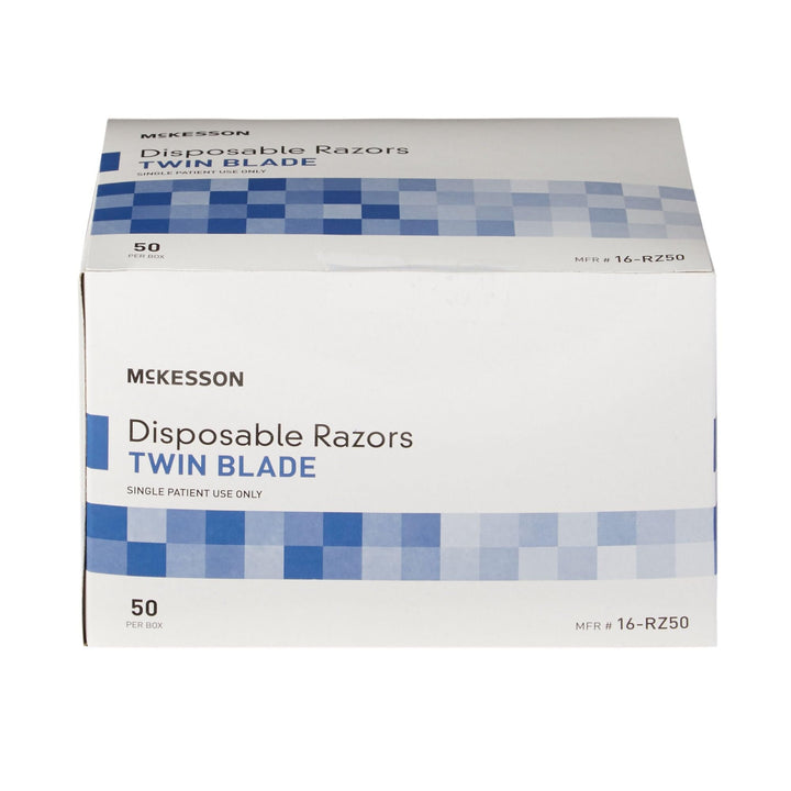 McKesson Twin Blade Disposable Razor, Box of 50