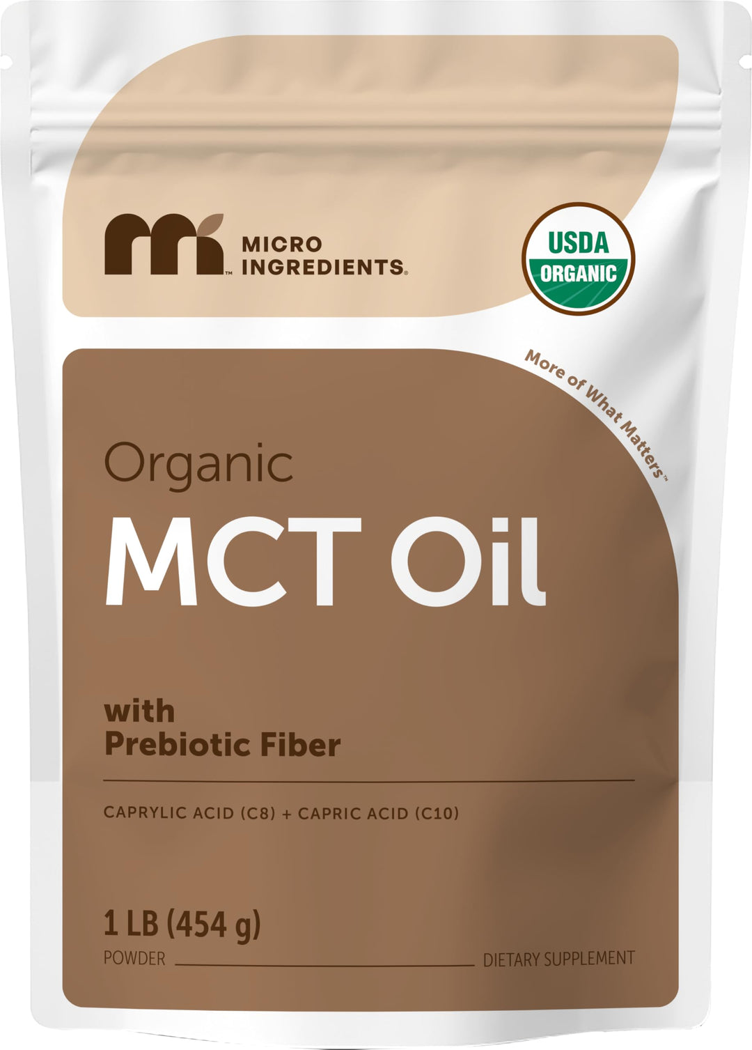 Micro Ingredients Organic MCT Oil Powder With Prebiotic Fiber, 1 lb
