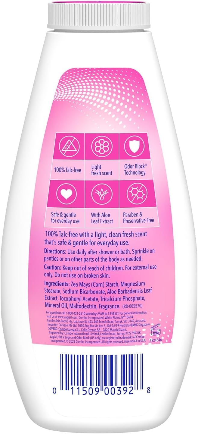 Vagisil Odor Block Deodorant Powder, Talc Free, 8 oz