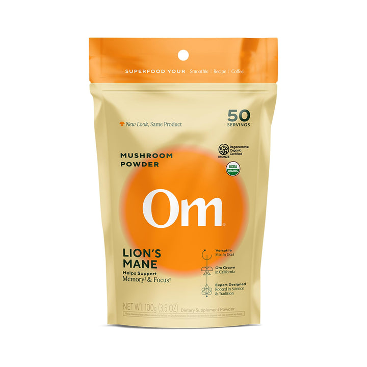 OM MUSHROOM SUPERFOOD Lion's Mane Mushroom Powder, Organic, 3.5 oz