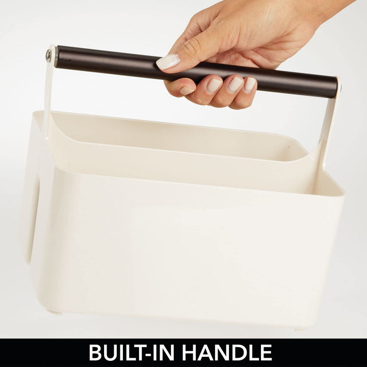 mDesign Plastic Shower Caddy Storage Organizer, Cream/Bronze