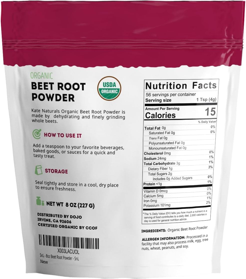 Kate Naturals Organic Beet Root Powder, 8 oz