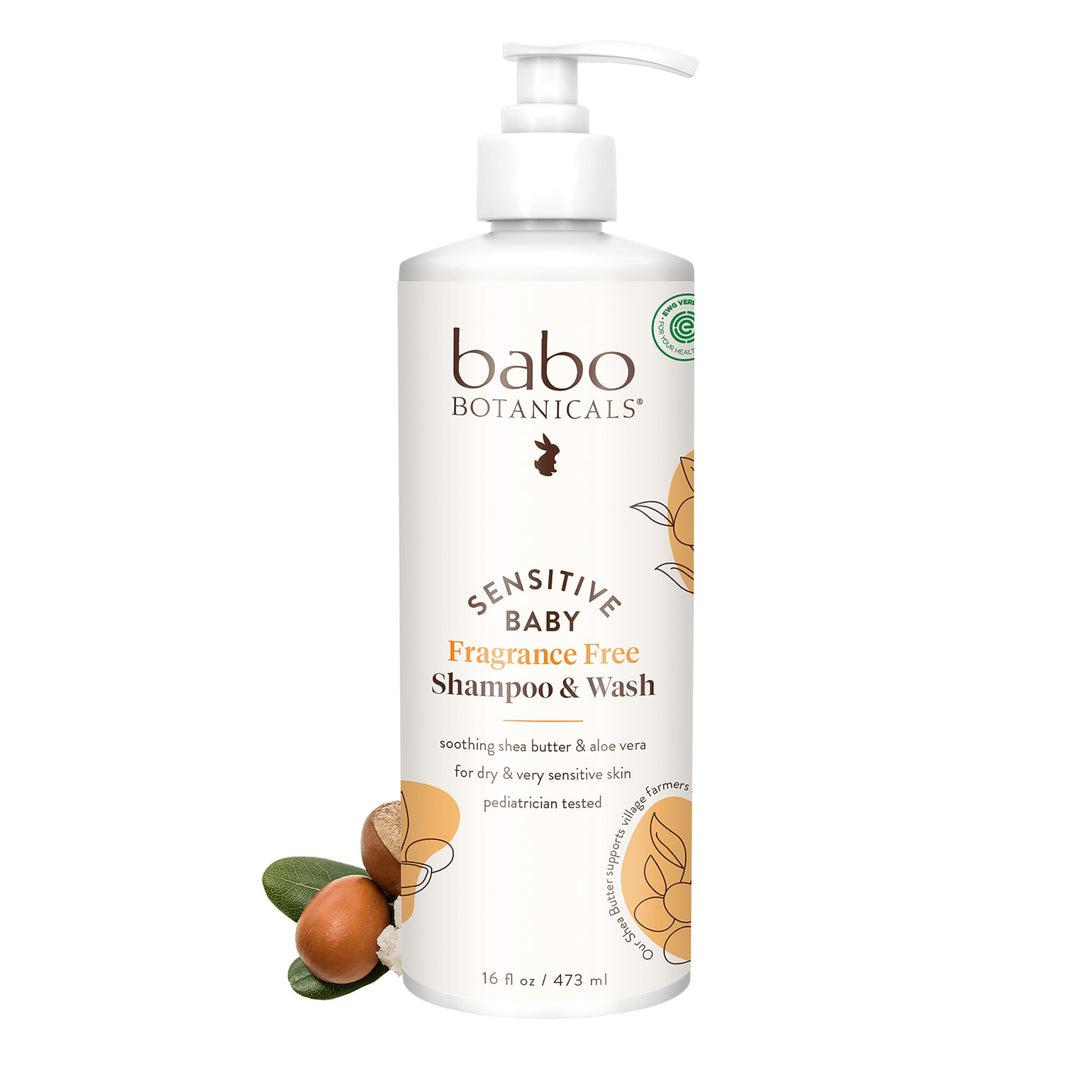 Babo Botanicals Baby Shampoo and Wash, Fragrance Free, 16 fl oz