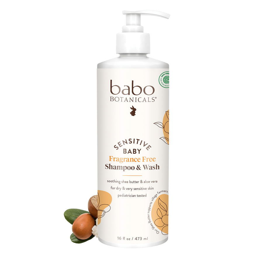 Babo Botanicals Baby Shampoo and Wash, Fragrance Free, 16 fl oz