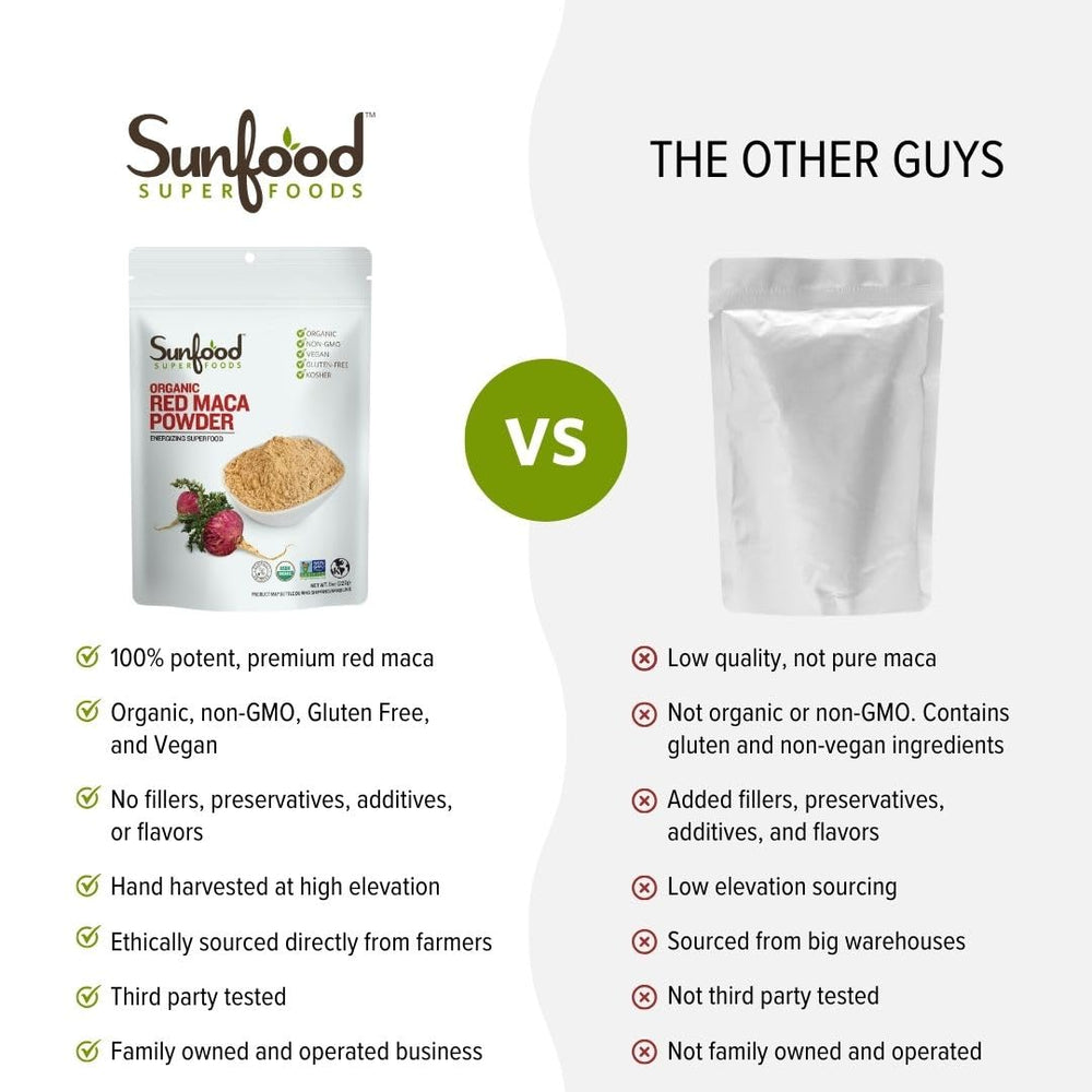 Sunfood Superfoods Raw Organic Red Maca Powder, 227 g