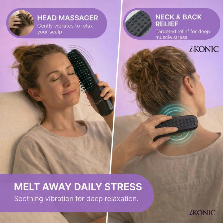 IKONIC 3-In-1 Vibrating Hair Growth Brush Scalp Massager