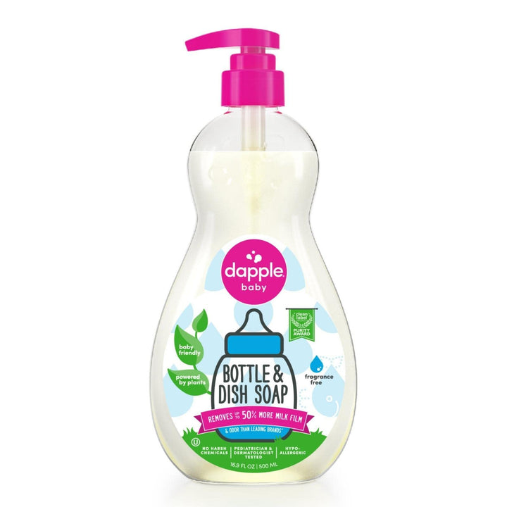 dapple Baby Bottle and Dish Liquid, Fragrance Free, 16.9 fl oz