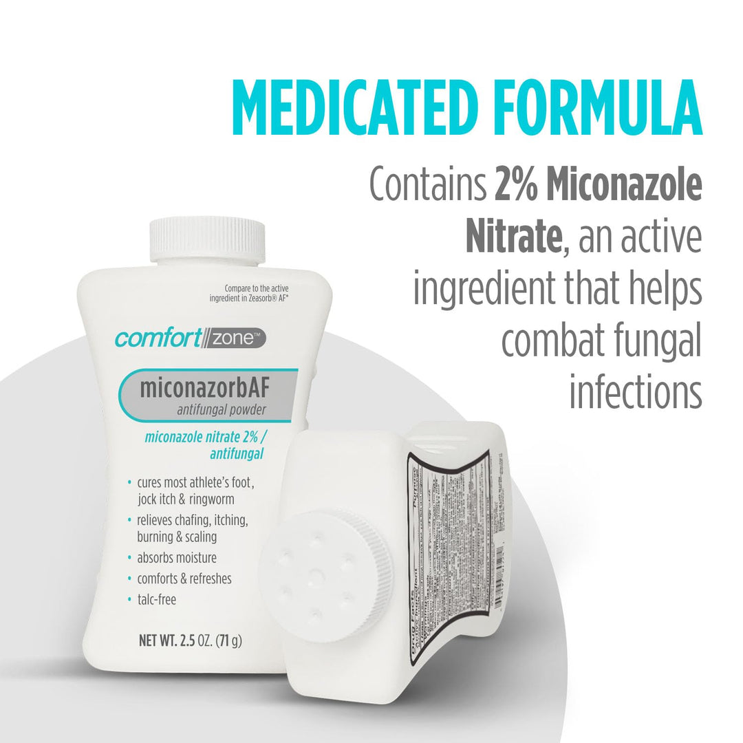 Comfort Zone Miconazorb Antifungal Powder, 2 Percent, 2.5 oz, Pack of 3