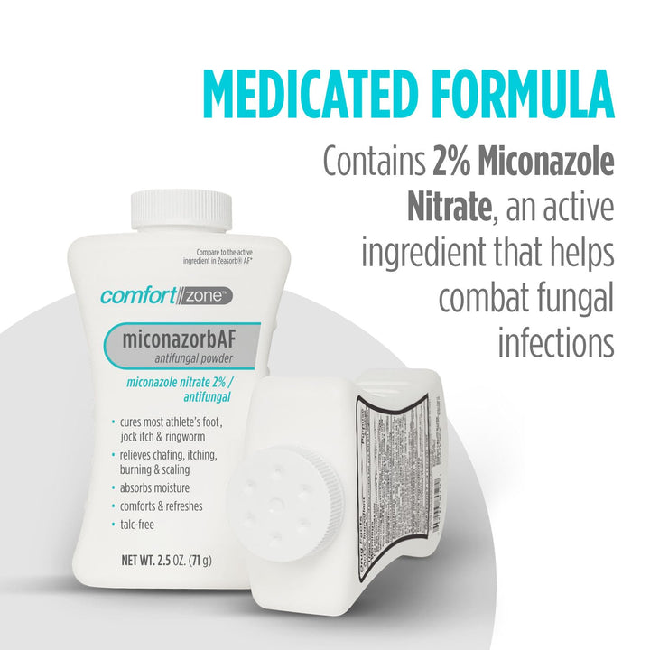 Comfort Zone Miconazorb Antifungal Powder, 2 Percent, 2.5 oz, Pack of 3