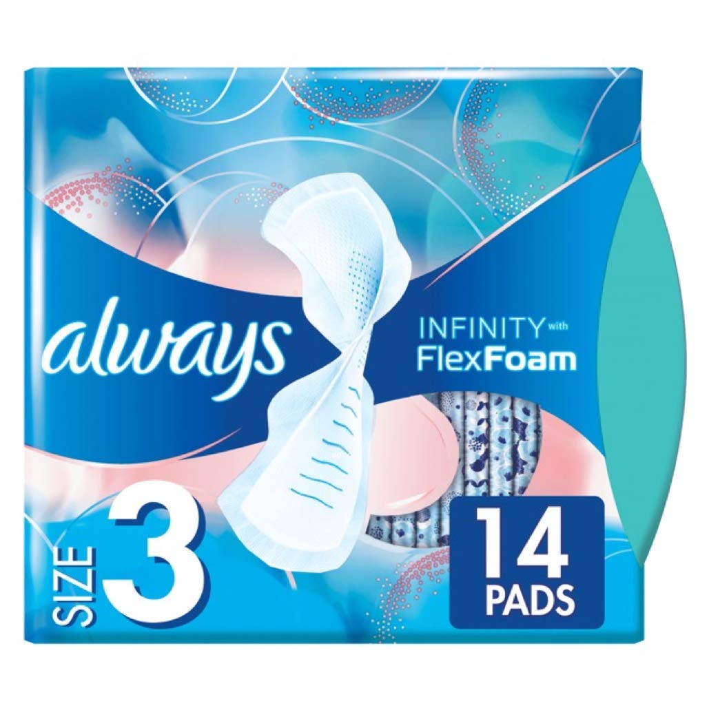 Always Zero Feel Day Sanitary Pads With Wings, Size 3, 14 Count