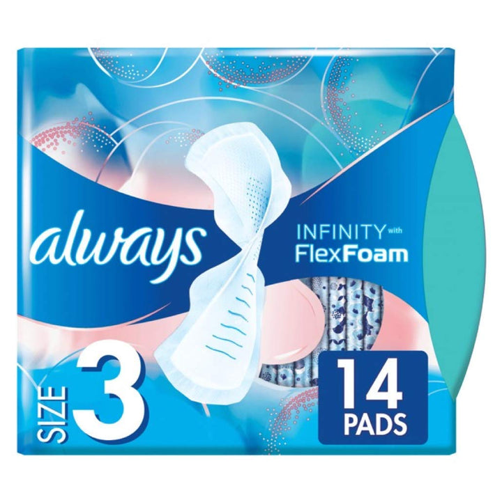 Always Zero Feel Day Sanitary Pads With Wings, Size 3, 14 Count