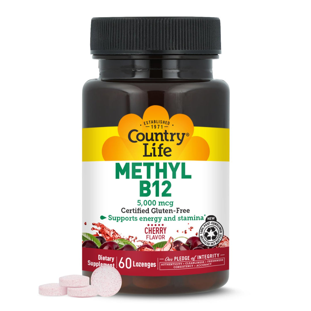 Country Life Methyl B12 5000 mcg Lozenges, Cherry, 60 Count