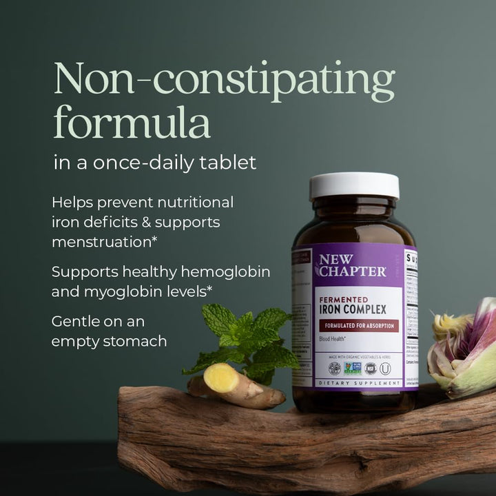 New Chapter Iron Supplement, Whole-Food Fermented, 60 Count
