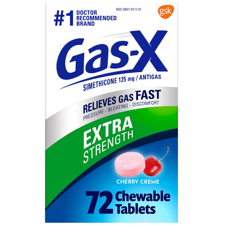 Gas-X Extra Strength Chewable Tablets, Cherry, 72 Count