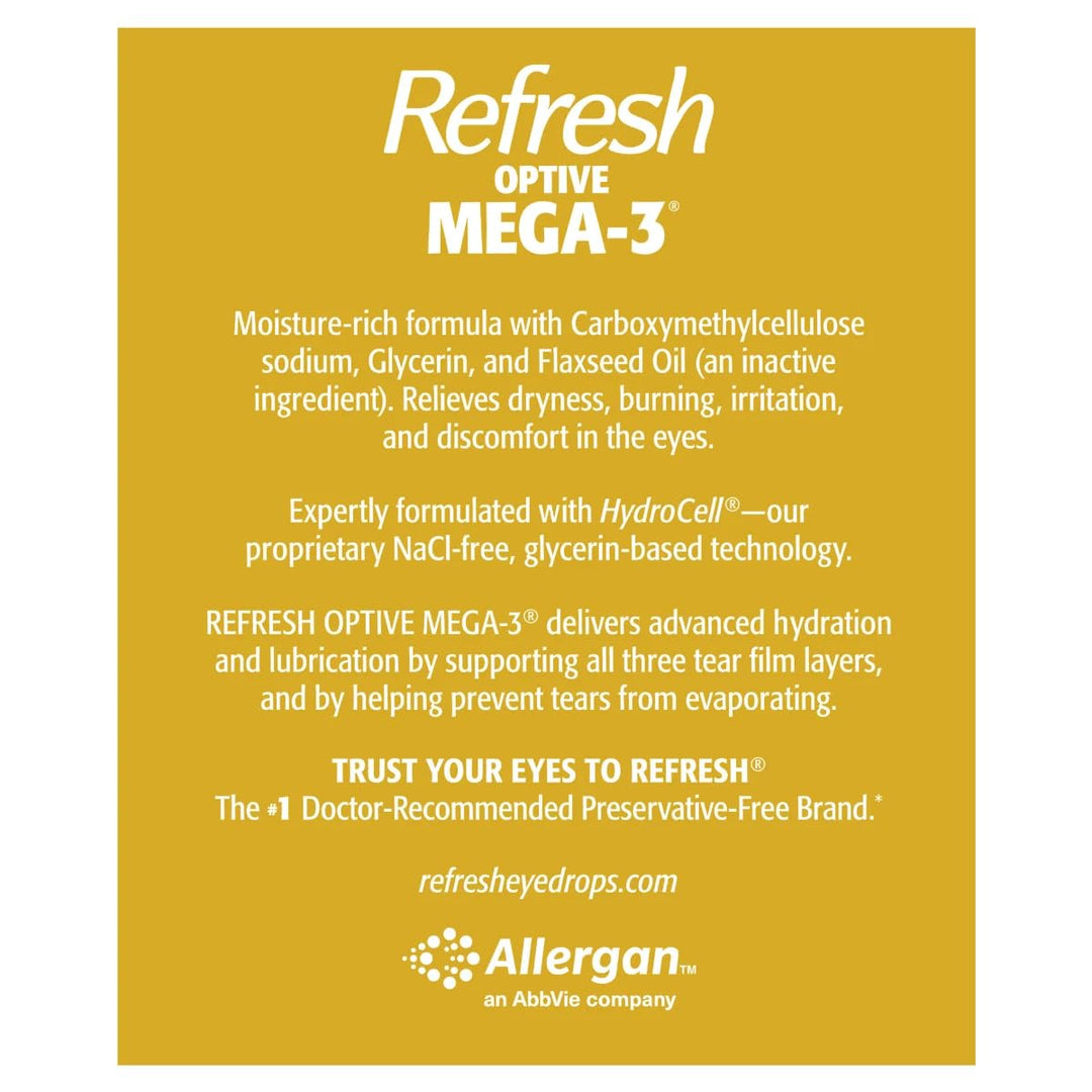 Refresh Optive Mega-3 Lubricant Eye Drops, 70 Count