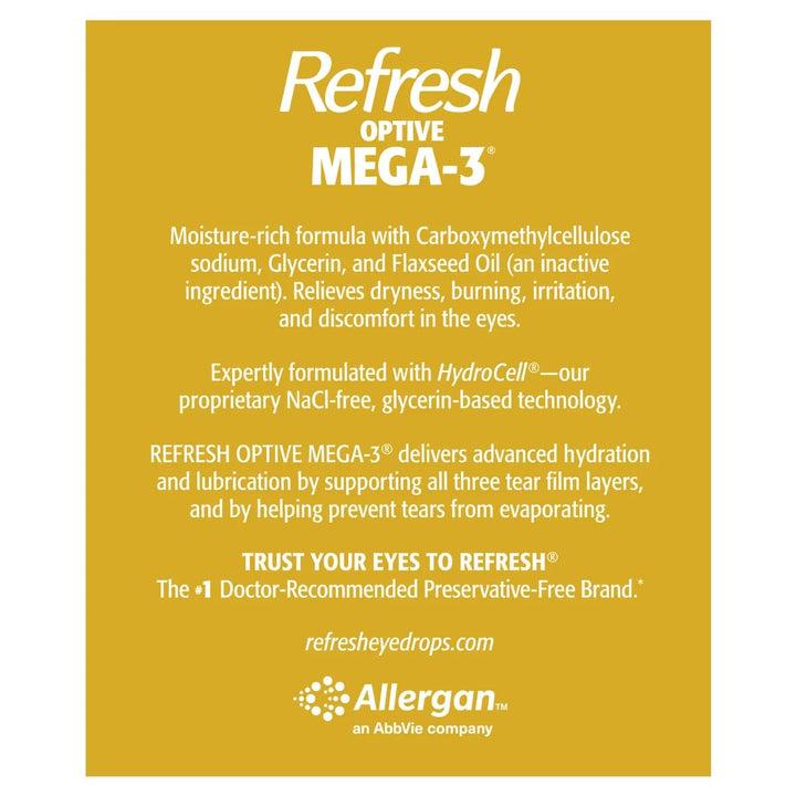 Refresh Optive Mega-3 Lubricant Eye Drops, 70 Count