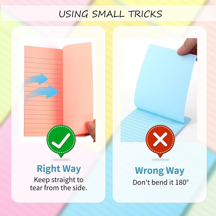 McMola Large Lined Sticky Notes, 8 Bright Colors, 8 Count