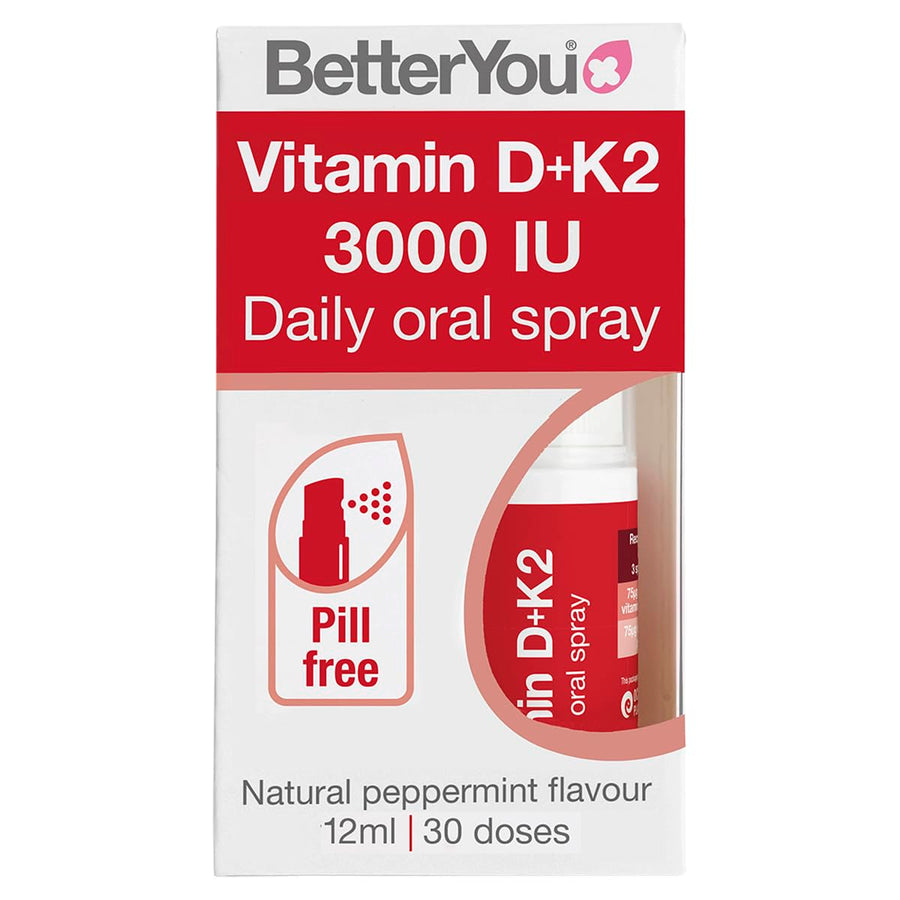 BetterYou D3000 And K2 Vitamin D Oral Spray, Peppermint, 0.4 fl oz