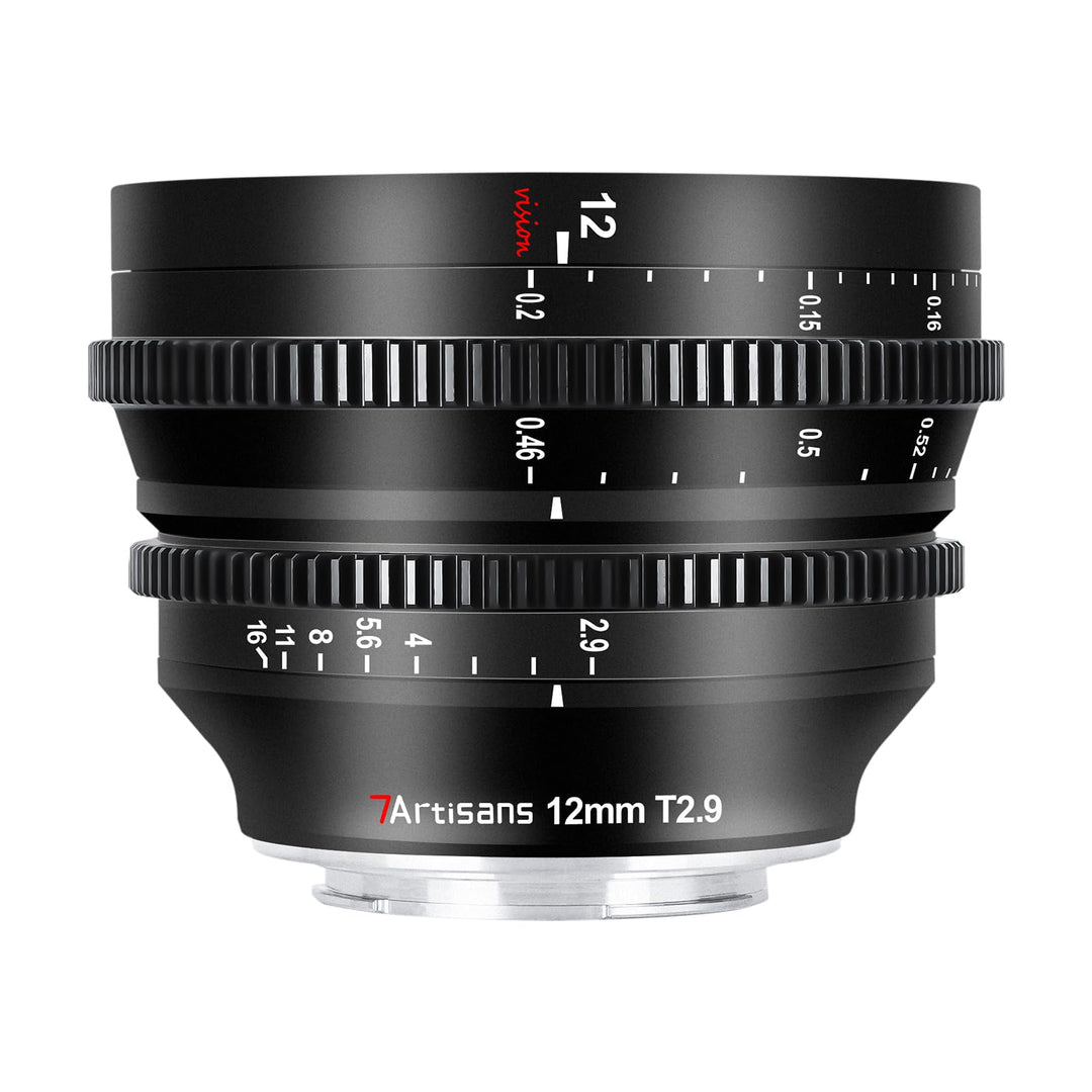 7artisans 12mm T2.9 APS-C Ultra Wide Angle Cine Lens, Fujifilm X Mount, Black