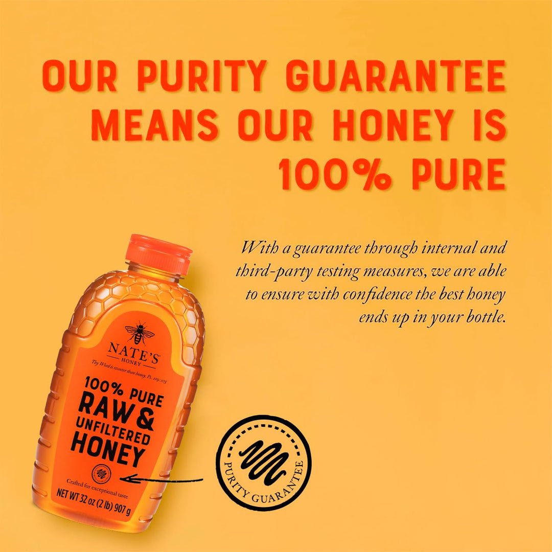 Nate's Honey 100% Pure Raw & Unfiltered Honey, 32 oz