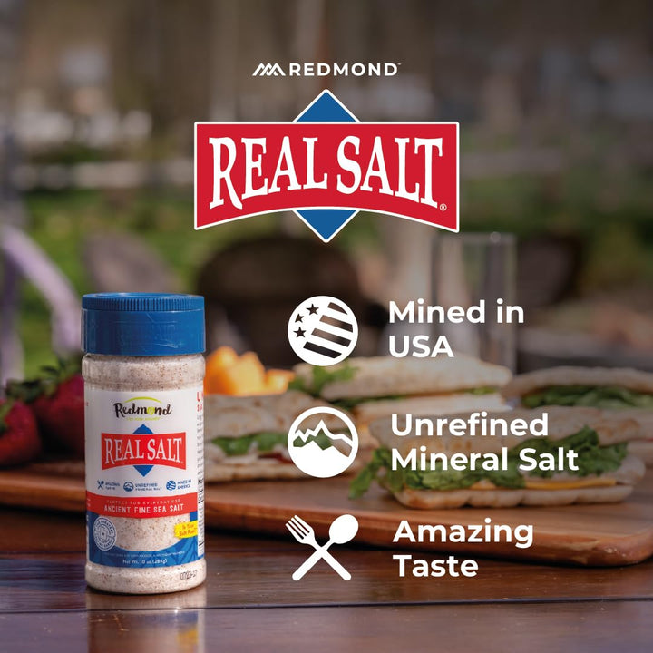 REDMOND Real Salt Natural Unrefined Fine Sea Salt, 10 oz Shaker