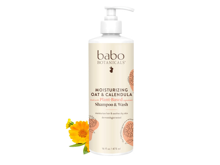 Babo Botanicals Moisturizing Oat & Calendula 2-in-1 Shampoo & Wash, Lightly Scented, 16 fl oz