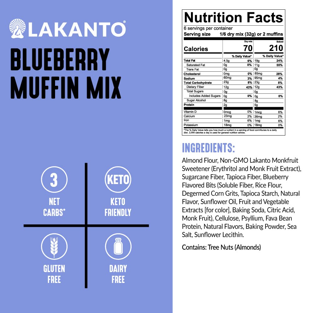 Lakanto Blueberry Muffin Mix, Sugar Free, Gluten Free, 12 Count