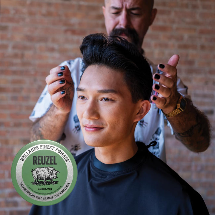 REUZEL Green Grease Pomade, Medium Hold, Medium Shine