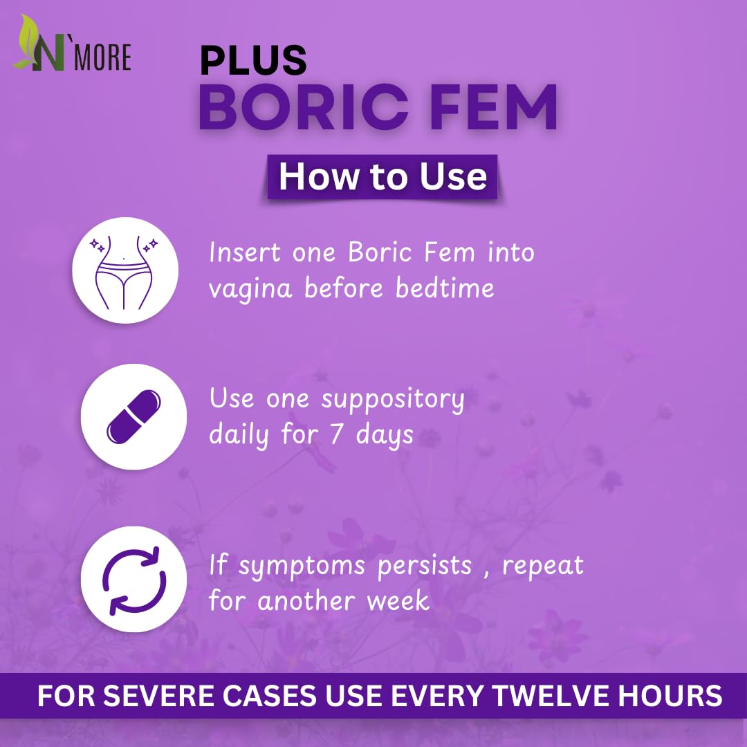 N'More Boric Acid Vaginal Suppositories, 800 mg, 30 Count
