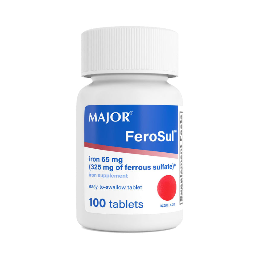 Major Ferosul Ferrous Sulfate Tablets, 325 mg, 100 Count