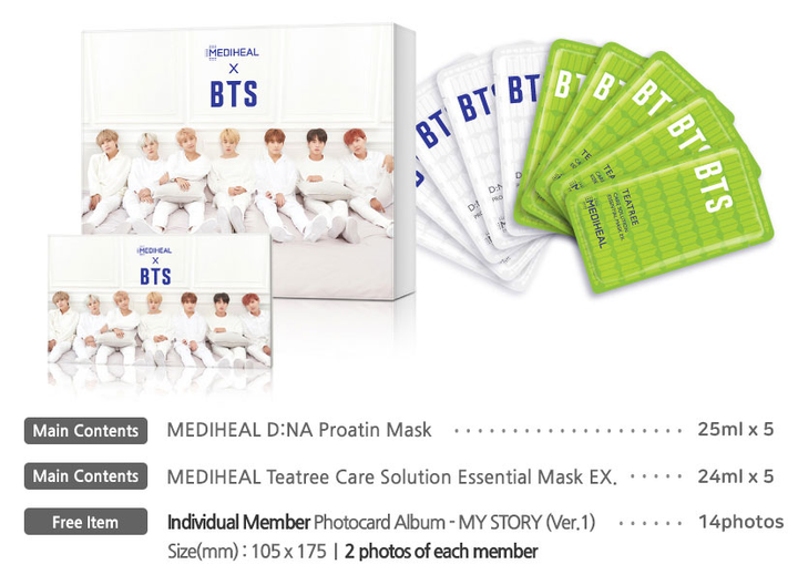 X BTS Moisture Barrier Special Care Set(proatin mask 25ml*5+essential mask 24ml*5 + photo cards 14 pcs)