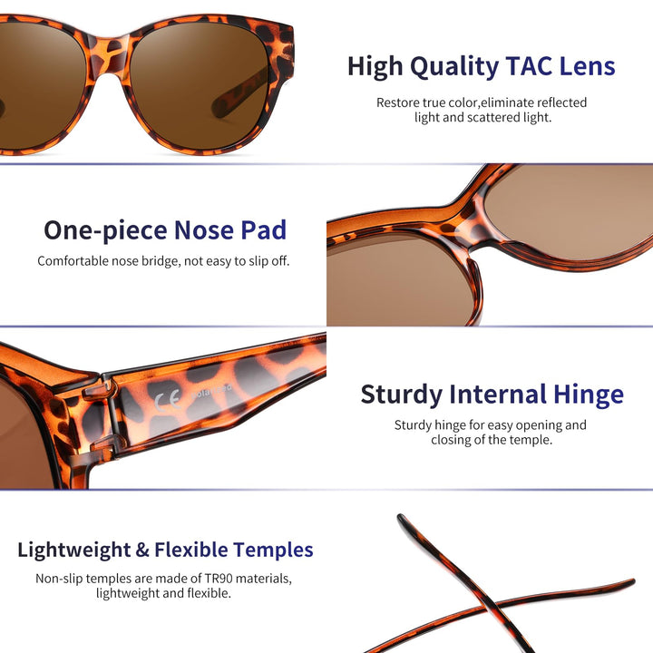 GEGURI Fit Over Glasses Sunglasses, Round, Oversized