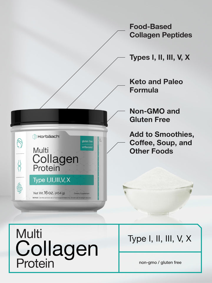 Horbäach Multi Collagen Protein Powder, 16 oz