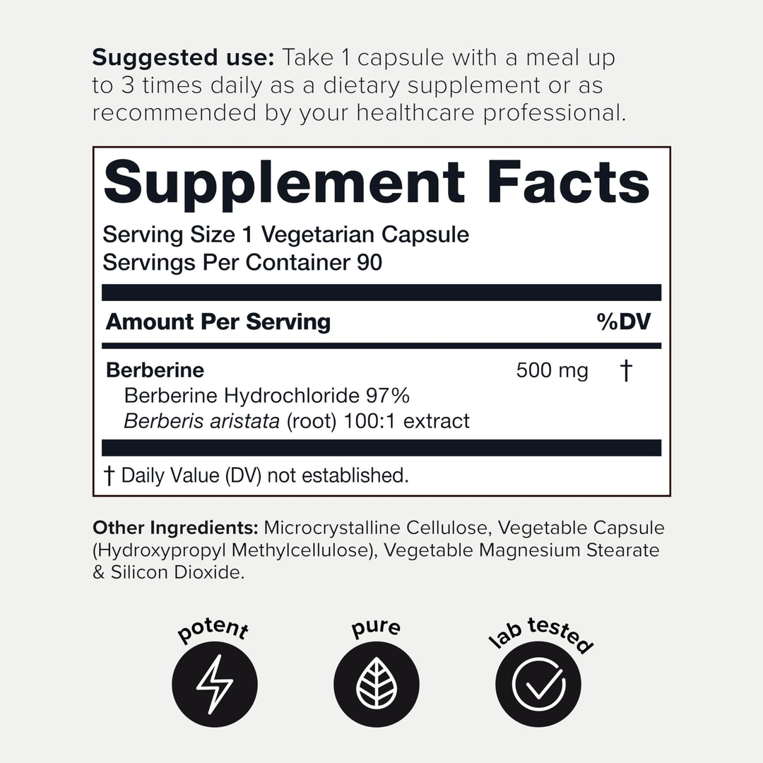 Toniiq Berberine HCl 500 mg, 90 Count