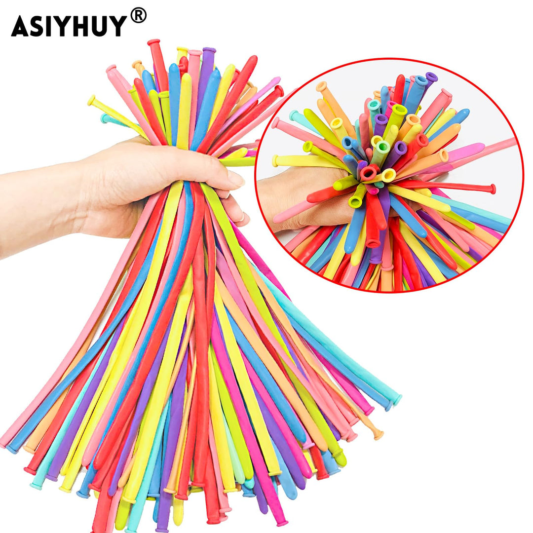ASIYUHY Twisting Animal Balloons, Pastel Assorted, 100 Count