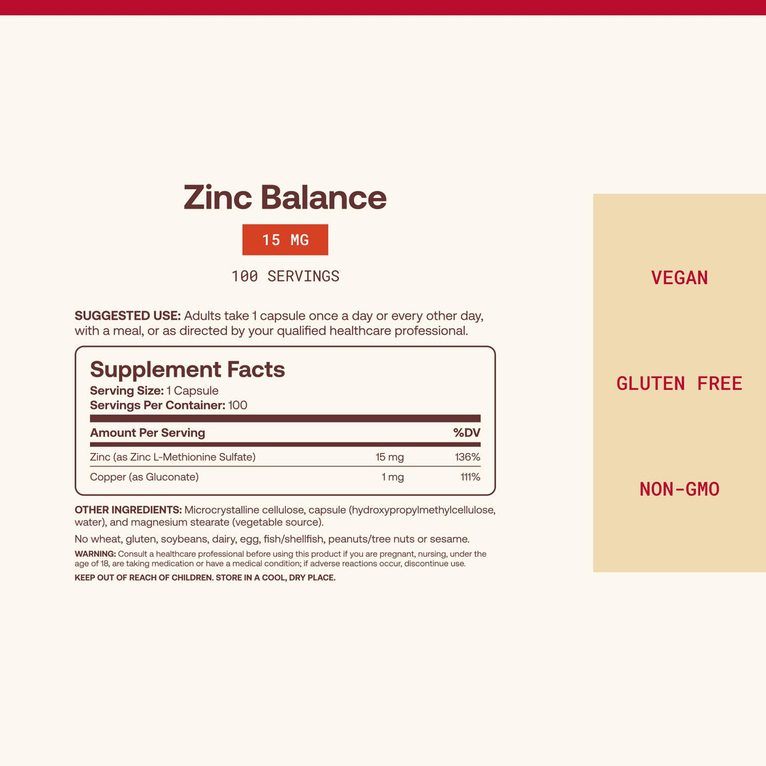 Jarrow Formulas Zinc Balance, 15 mg, 100 Count