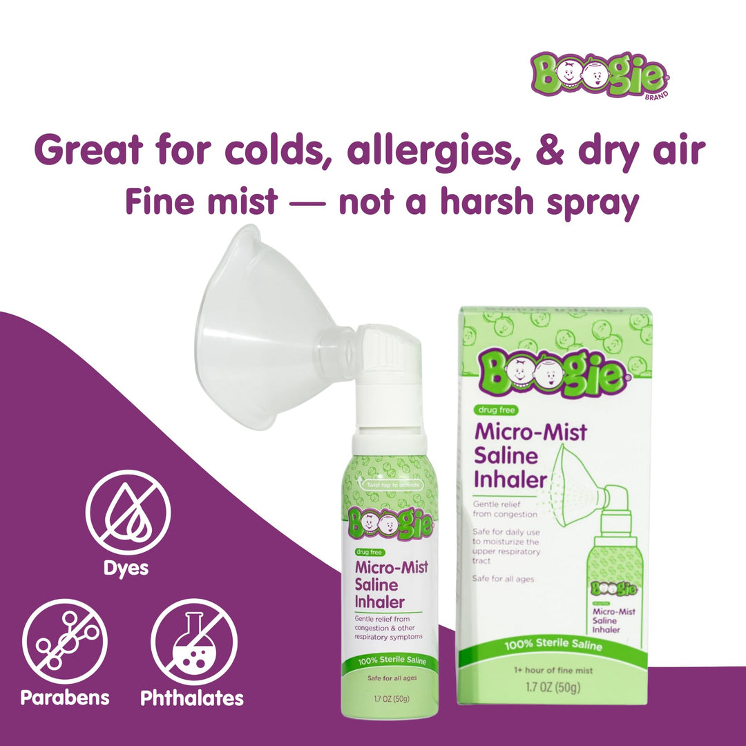 Boogie Micro-Mist Saline Inhaler, Unscented, 1.7 oz