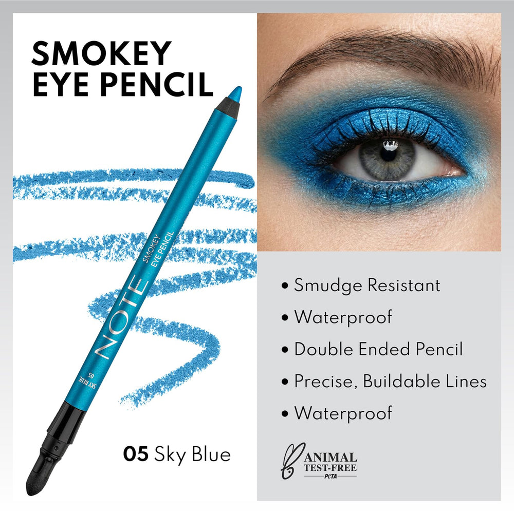 NOTE Cosmetique Smokey Eye Pencil, 05 Sky Blue, 0.04 oz