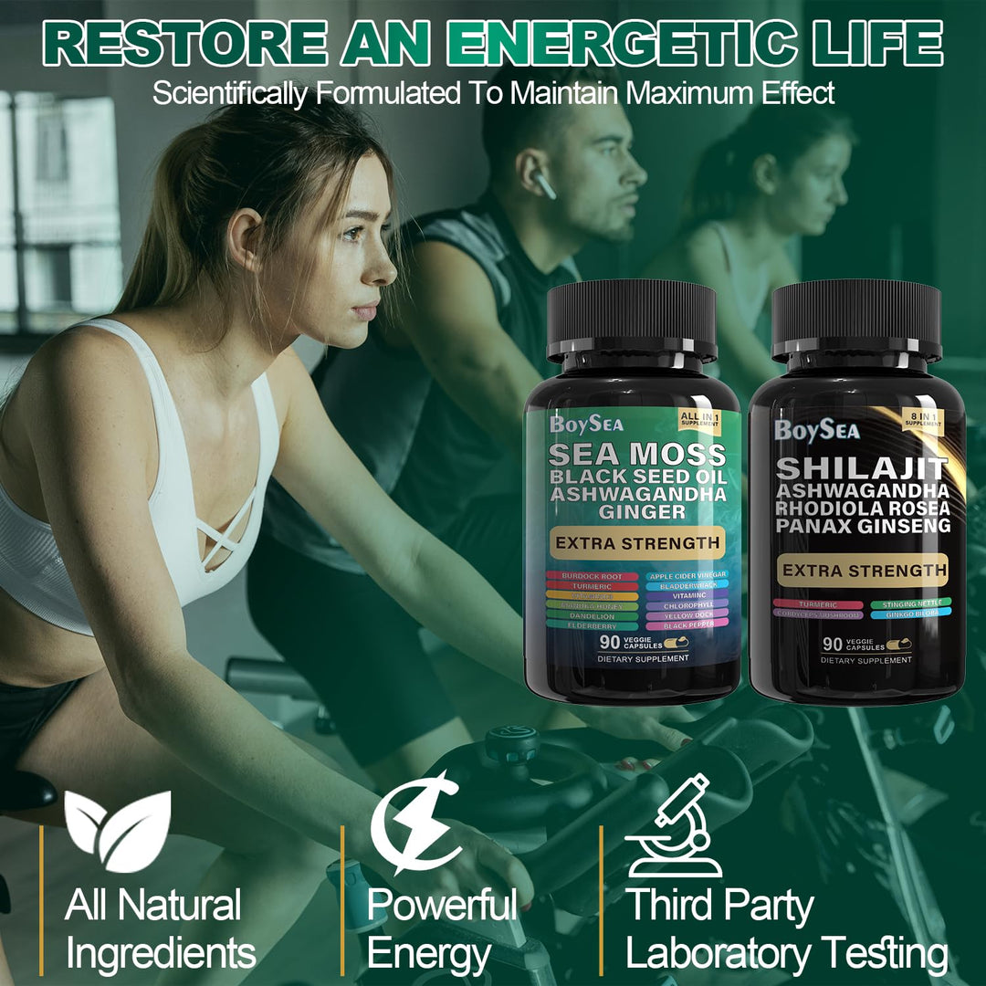 Boysea Shilajit And Sea Moss Bundle, 180 Count