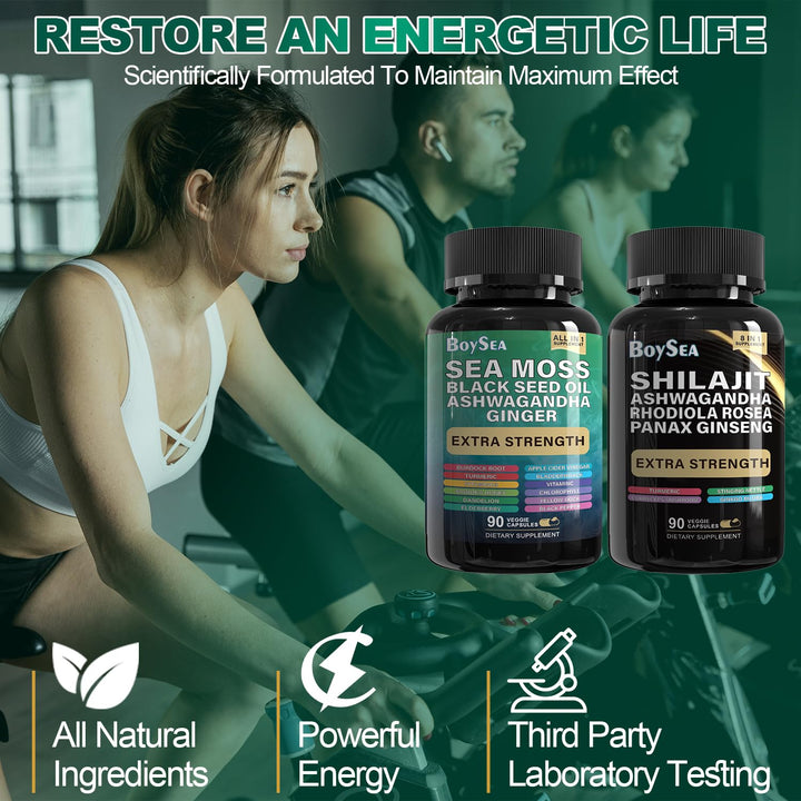 Boysea Shilajit And Sea Moss Bundle, 180 Count