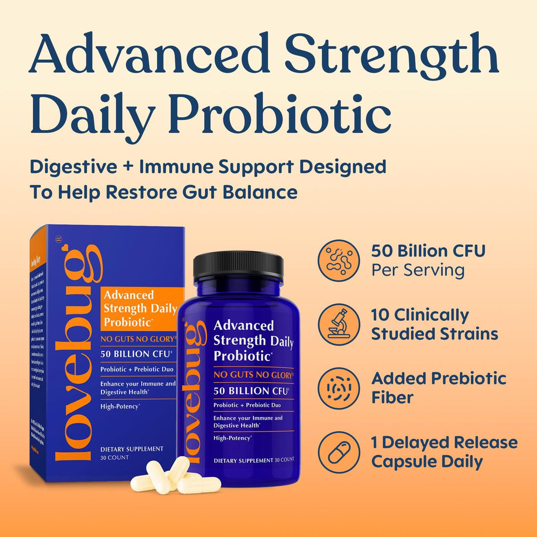 LoveBug Probiotics Maximum Strength Supplement, 50 Billion CFU