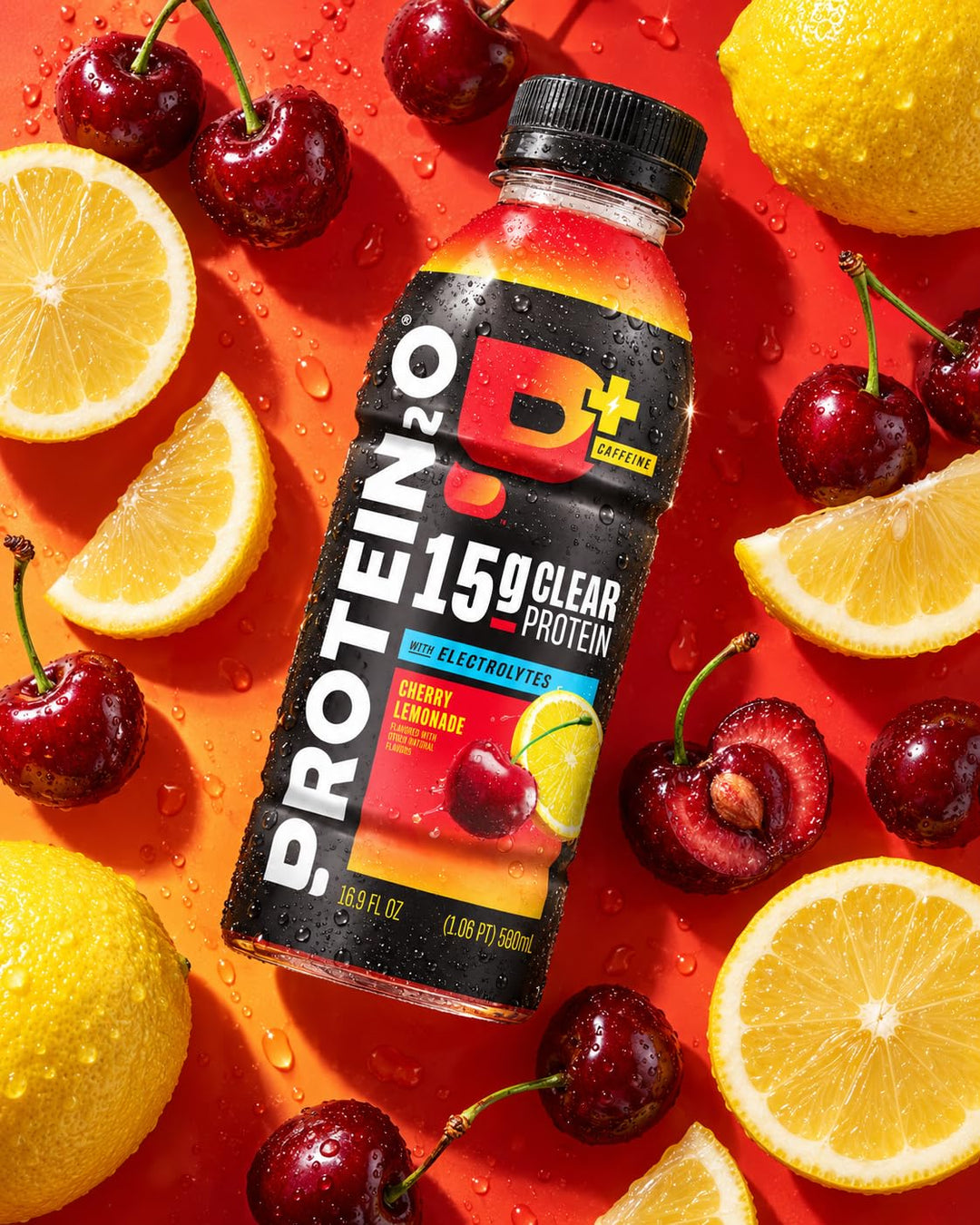 Protein2o Whey Protein Infused Water Plus Energy, Cherry Lemonade, 16.9 fl oz, Pack of 12
