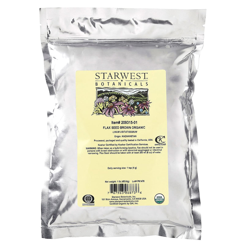 Starwest Botanicals Organic Flax Seed, 1 lb