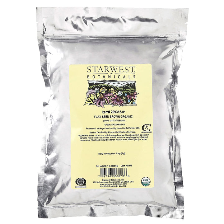 Starwest Botanicals Organic Flax Seed, 1 lb