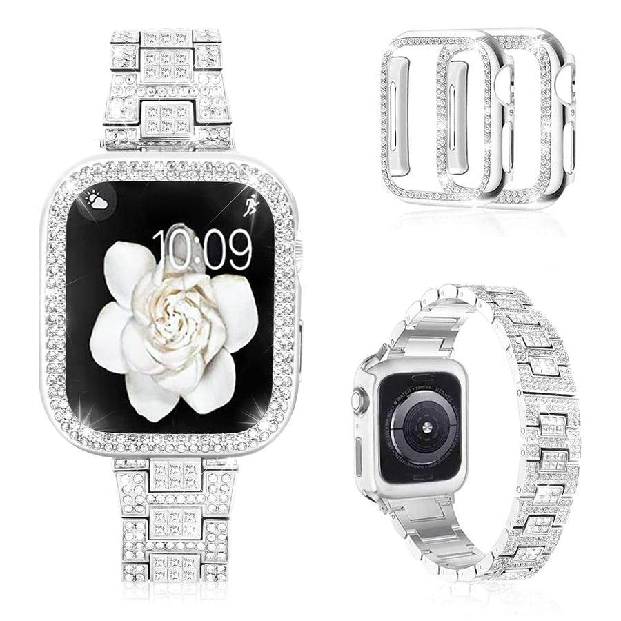 Mosonio Apple Watch Band And Case, AA-silver, 49mm
