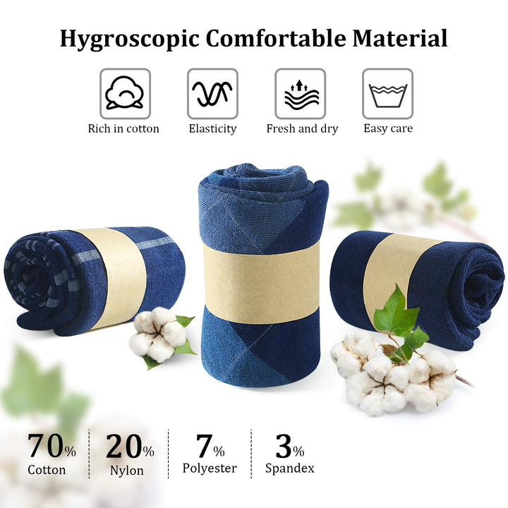 Yousu Dress Socks, Crew, Blue, 6 Count