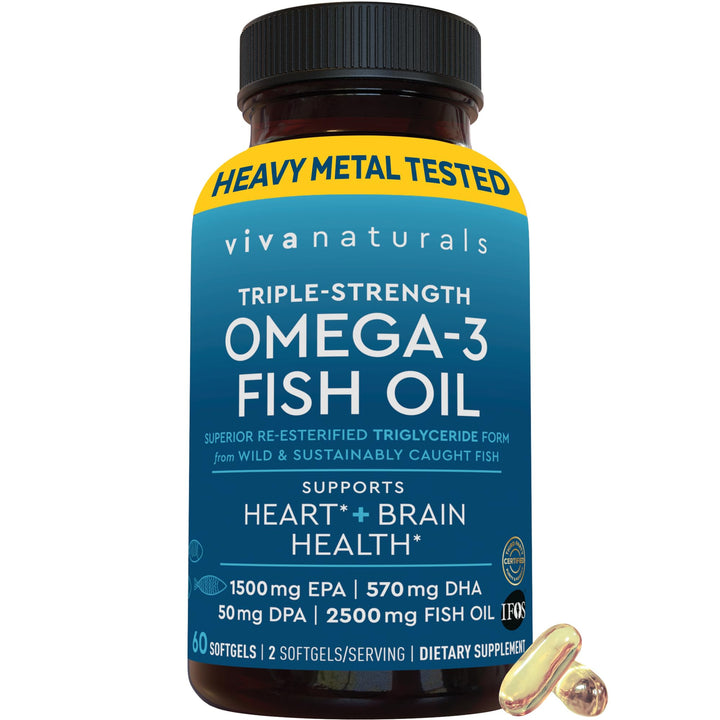 Viva Naturals Omega 3 Fish Oil, 2500 mg, 60 Count